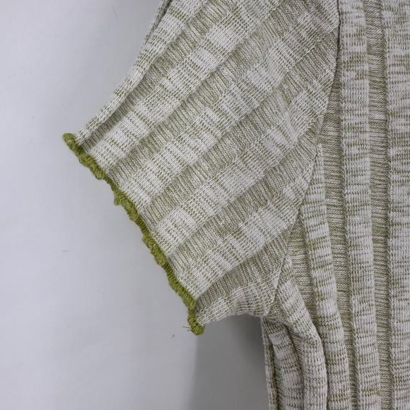 Forever 21 Y2K Ribbed Button Front Crop Baby Tee Top Green White Size L Lettuce - Picture 5 of 9